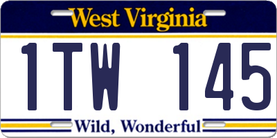 WV license plate 1TW145