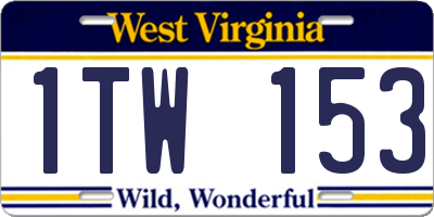 WV license plate 1TW153