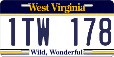 WV license plate 1TW178