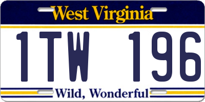 WV license plate 1TW196