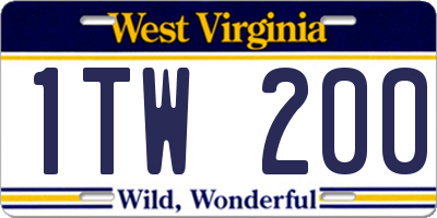 WV license plate 1TW200