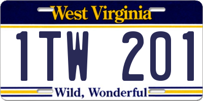WV license plate 1TW201