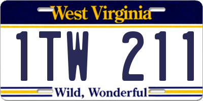 WV license plate 1TW211