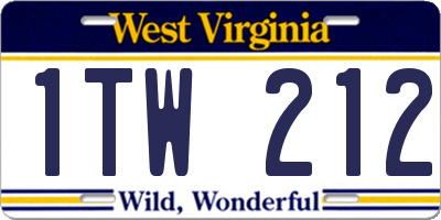 WV license plate 1TW212