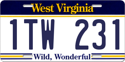 WV license plate 1TW231