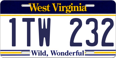 WV license plate 1TW232