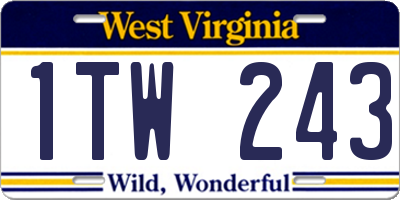 WV license plate 1TW243