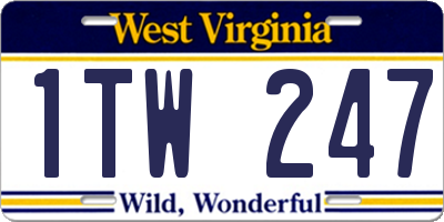 WV license plate 1TW247