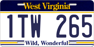 WV license plate 1TW265