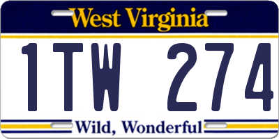 WV license plate 1TW274