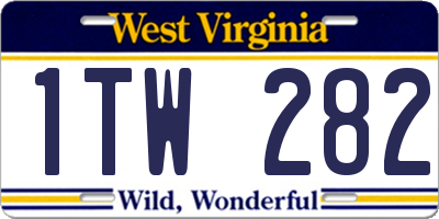 WV license plate 1TW282