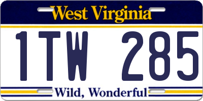 WV license plate 1TW285