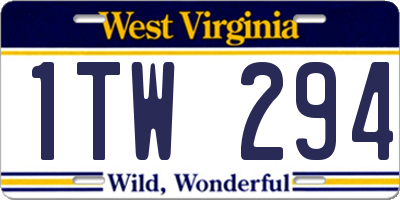 WV license plate 1TW294