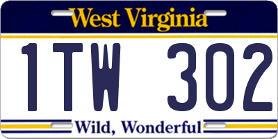 WV license plate 1TW302