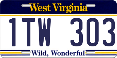 WV license plate 1TW303