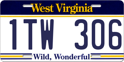 WV license plate 1TW306