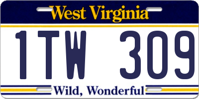 WV license plate 1TW309