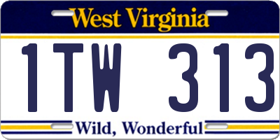 WV license plate 1TW313