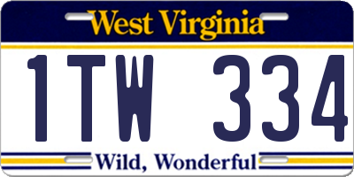 WV license plate 1TW334