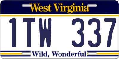 WV license plate 1TW337