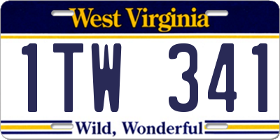 WV license plate 1TW341