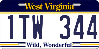 WV license plate 1TW344
