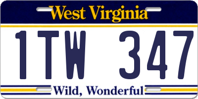 WV license plate 1TW347