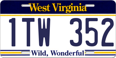 WV license plate 1TW352