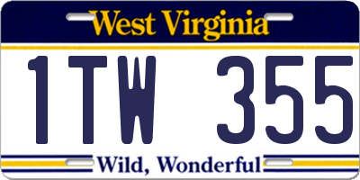 WV license plate 1TW355