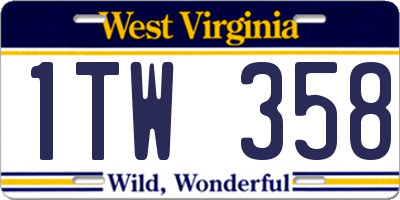 WV license plate 1TW358