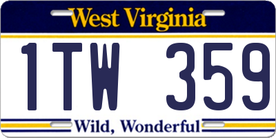 WV license plate 1TW359