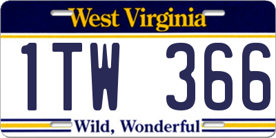 WV license plate 1TW366