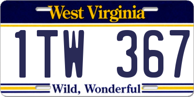 WV license plate 1TW367