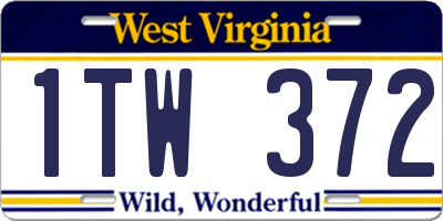 WV license plate 1TW372