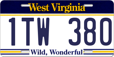 WV license plate 1TW380