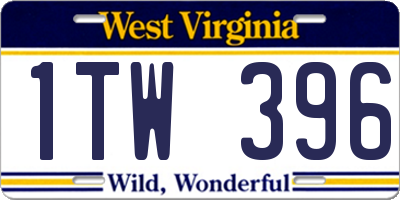 WV license plate 1TW396
