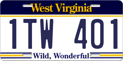 WV license plate 1TW401