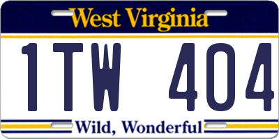 WV license plate 1TW404