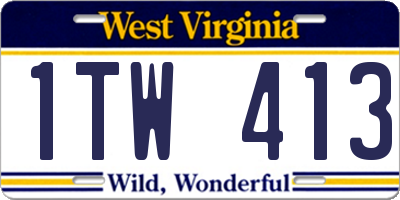 WV license plate 1TW413