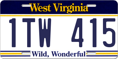 WV license plate 1TW415