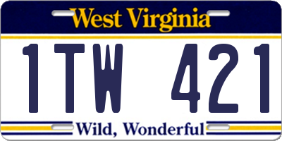 WV license plate 1TW421