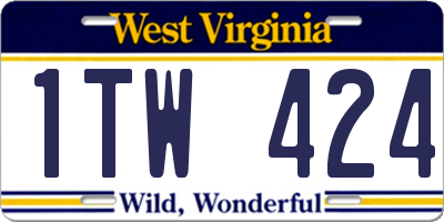 WV license plate 1TW424