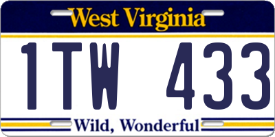 WV license plate 1TW433