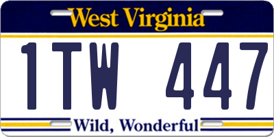 WV license plate 1TW447