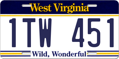 WV license plate 1TW451