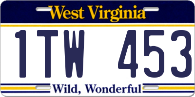 WV license plate 1TW453
