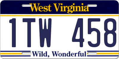 WV license plate 1TW458