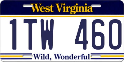WV license plate 1TW460