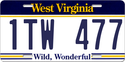 WV license plate 1TW477