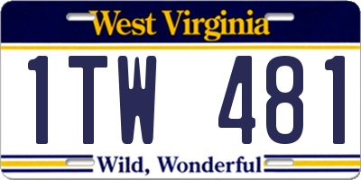 WV license plate 1TW481